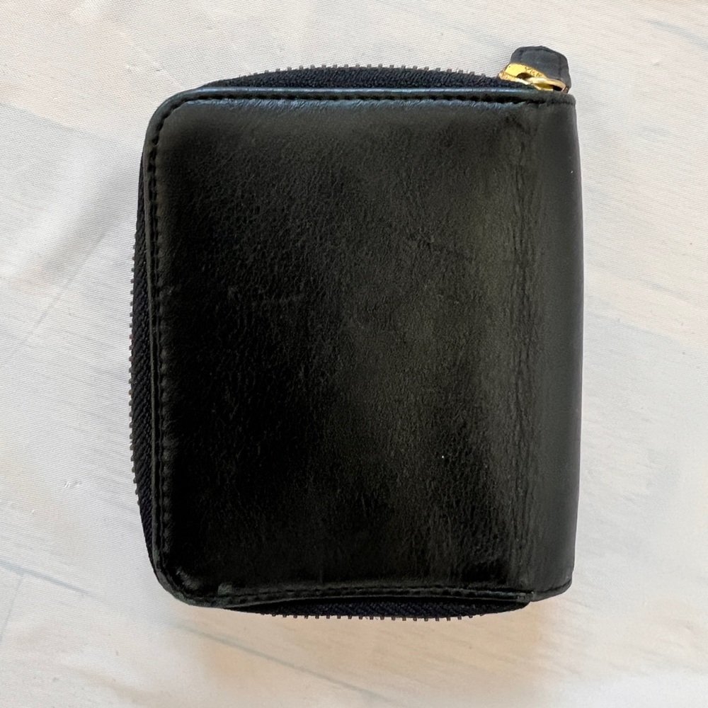 vintage HOBO Black Leather Double Zipper Card Wallet Unisex - Picture 3 of 9